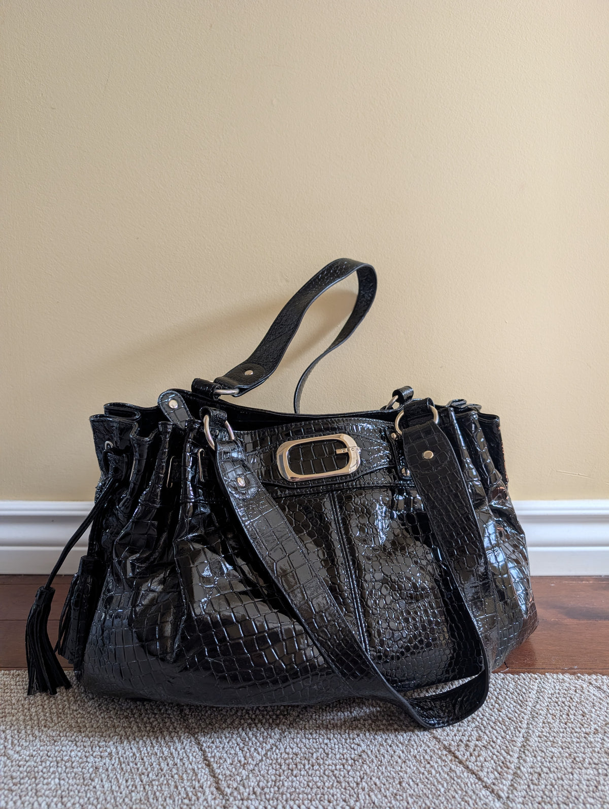 Y2K CROC PRINT VINTAGE SHOULDER BAG