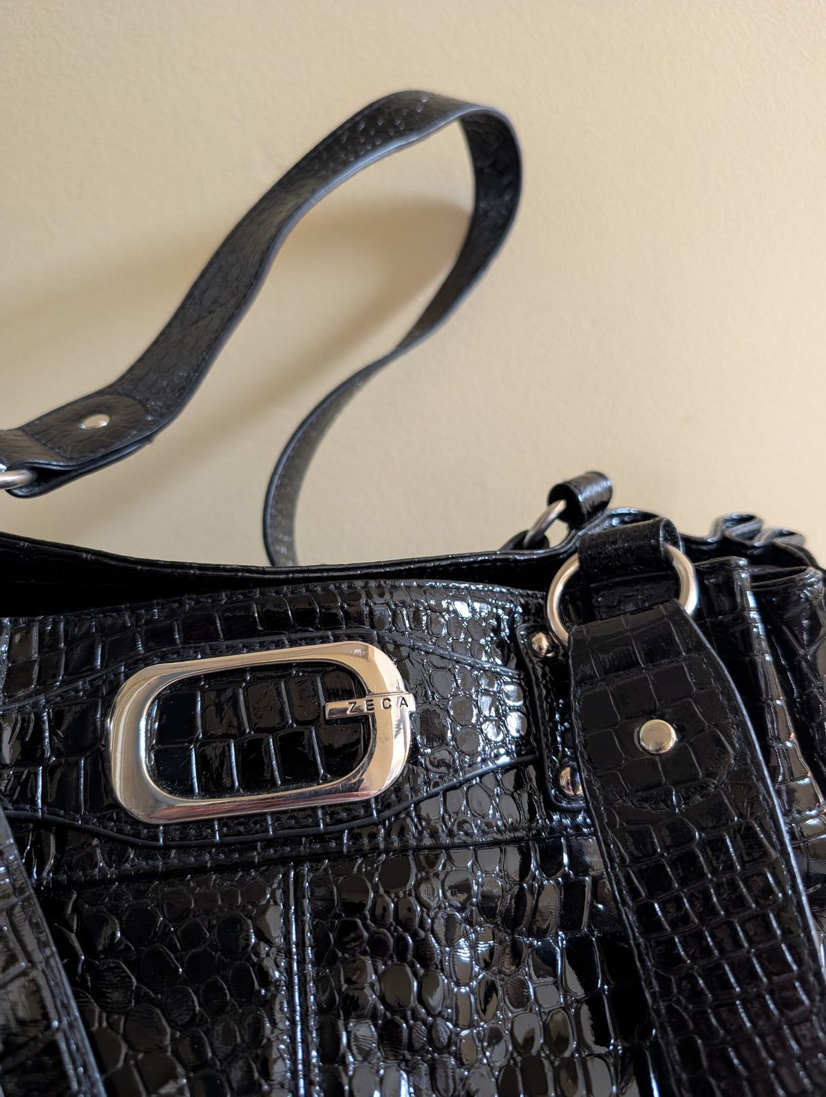 Y2K CROC PRINT VINTAGE SHOULDER BAG