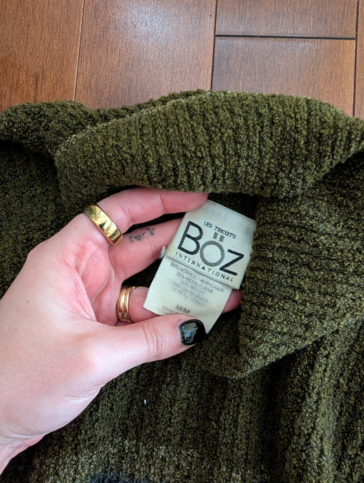DARK GREEN STRIPED VINTAGE TURTLENECK SWEATER