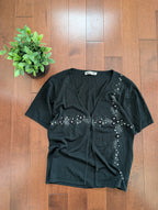 Y2K BEADED FLORAL DETAIL VINTAGE TOP