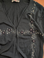 Y2K BEADED FLORAL DETAIL VINTAGE TOP