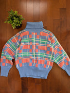 90s PASTEL GEOMETRIC TURTLENECK SWEATER