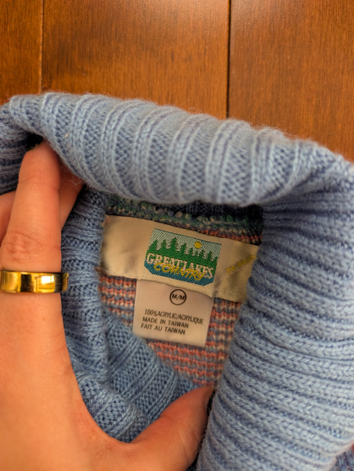 90s PASTEL GEOMETRIC TURTLENECK SWEATER