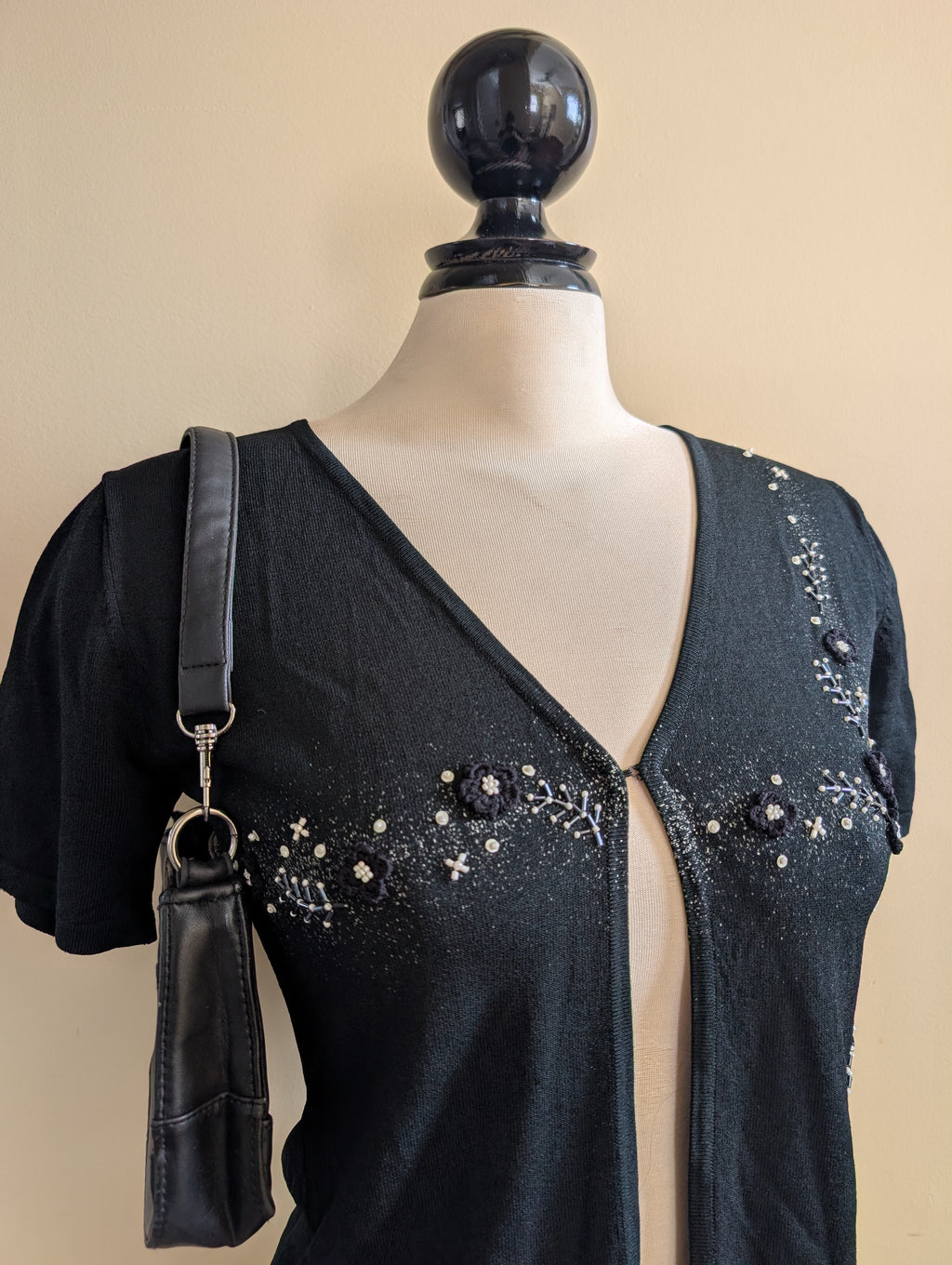 Y2K BEADED FLORAL DETAIL VINTAGE TOP