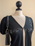Y2K BEADED FLORAL DETAIL VINTAGE TOP