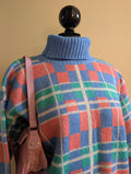 90s PASTEL GEOMETRIC TURTLENECK SWEATER