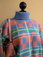 90s PASTEL GEOMETRIC TURTLENECK SWEATER
