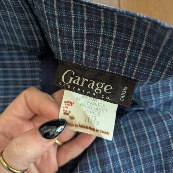 GARAGE BLUE PLAID VINTAGE 1990s DRESS