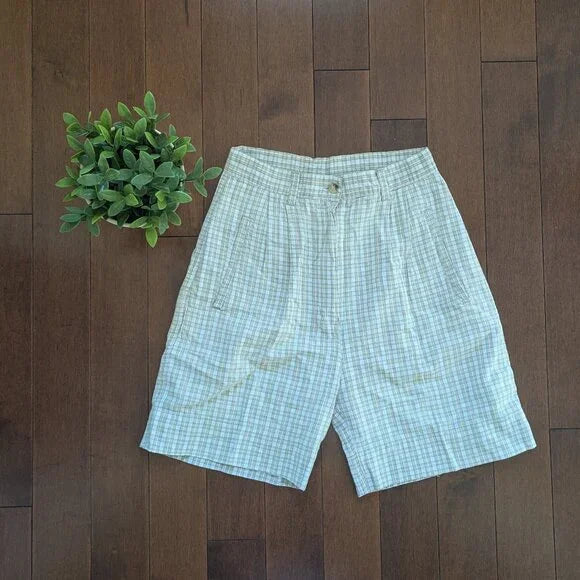 NEUTRAL PLAID VINTAGE TROUSER SHORTS