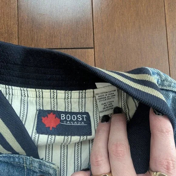 BASIC DENIM CANVAS VINTAGE 1990s VARSITY JACKET