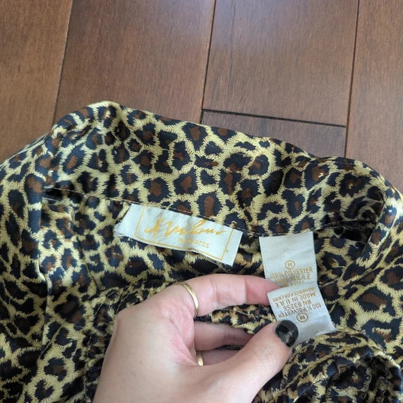 LEOPARD PRINT VINTAGE 1990s SATIN PJ SET