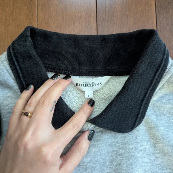 NORTHERN REFLECTIONS CAT PRINT VINTAGE COLLARED SWEATSHIRT