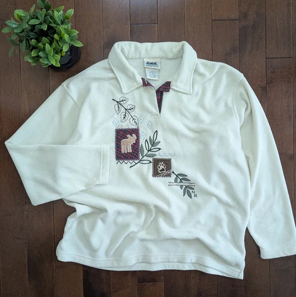 NORTHERN REFLECTIONS NATURE PATCHWORK FLEECE VINTAGE SWEATSHIRT