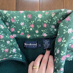 FLORAL COLLAR DETAIL VINTAGE 1990s FLEECE QUARTER ZIP SWEATSHIRT