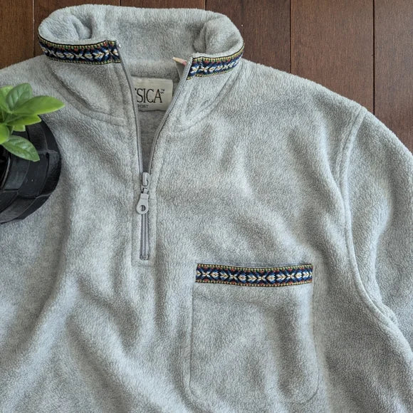 AZTEC DETAIL VINTAGE 1990s FLEECE QUARTER ZIP SWEATSHIRT