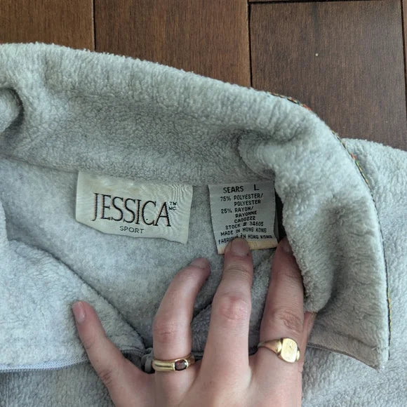 AZTEC DETAIL VINTAGE 1990s FLEECE QUARTER ZIP SWEATSHIRT