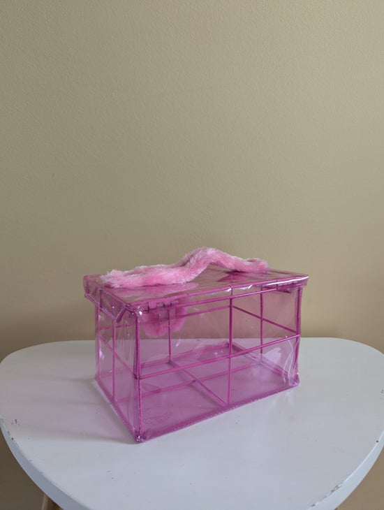 FUZZY FLOWER Y2K 2000s VINTAGE METAL AND PVC STORAGE BOX