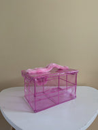 FUZZY FLOWER Y2K 2000s VINTAGE METAL AND PVC STORAGE BOX