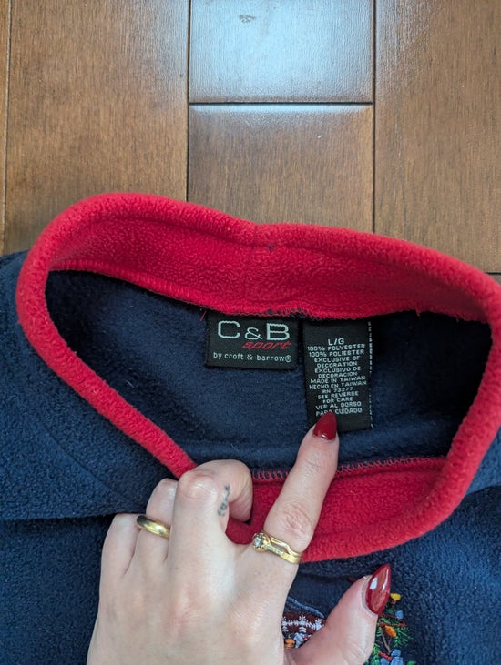 CHRISTMAS SNOWMAN 'LIGHT UP THE SEASON' FLEECE VINTAGE 1990s SWEATSHIRT