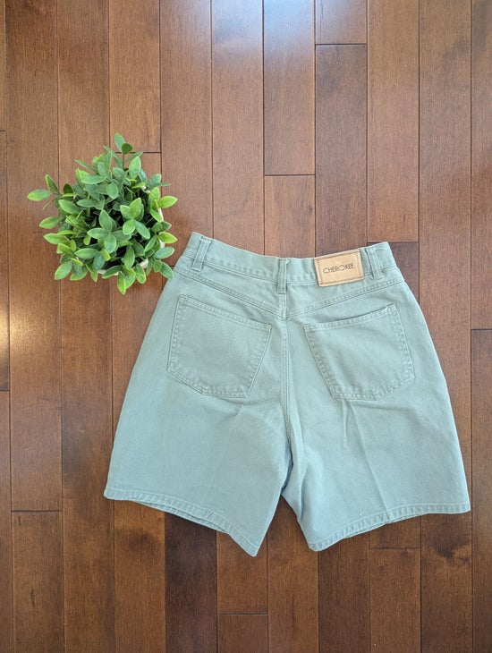 CHEROKEE GREEN WASHED VINTAGE 1990s JEAN SHORTS