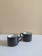 SCRAFFITO BY HABITAT 1980s MATTE BLACK VINTAGE MUGS