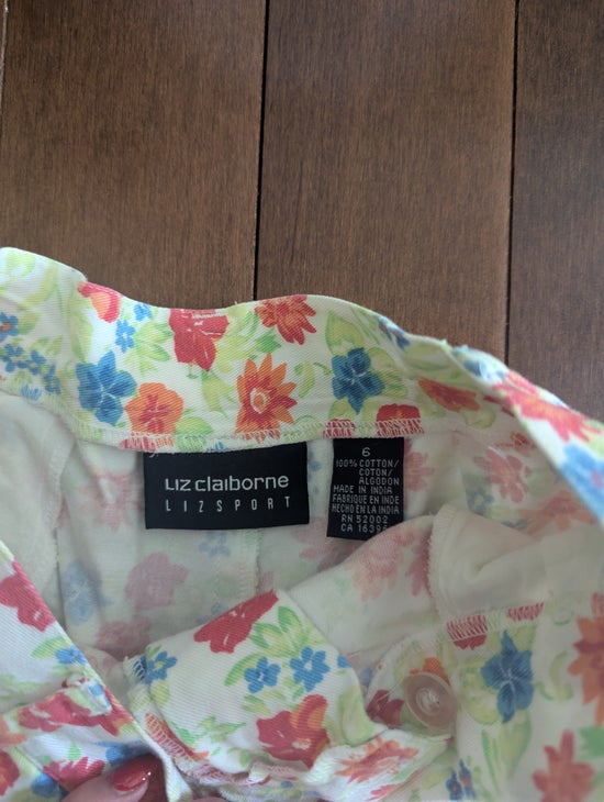LIZ CLAIBORNE LIZ SPORT DITSY FLORAL PRINT 1990s VINTAGE SHORTS