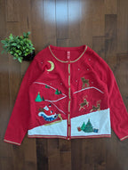 SANTA'S SLEIGH CHRISTMAS VINTAGE Y2K CARDIGAN SWEATER