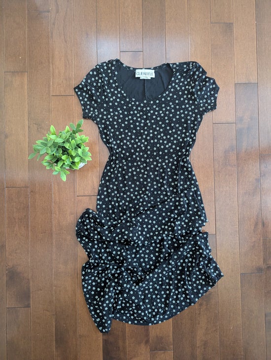 CLIENTELE DITSY FLORAL PRINT VINTAGE 1990s SHORT SLEEVE DRESS