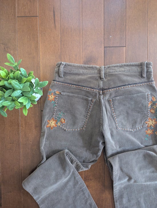MARLBORO FLOWER DETAIL VINTAGE 1990s LOW RISE CORDUROY PANTS