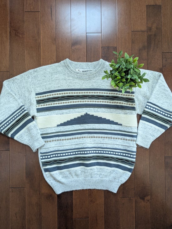 NEUTRAL TONE 1980s 3D KNIT VINTAGE SWEATER