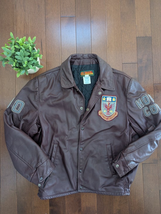 MCMASTER UNIVERSITY LEATHER 1980s VINTAGE VARSITY JACKET