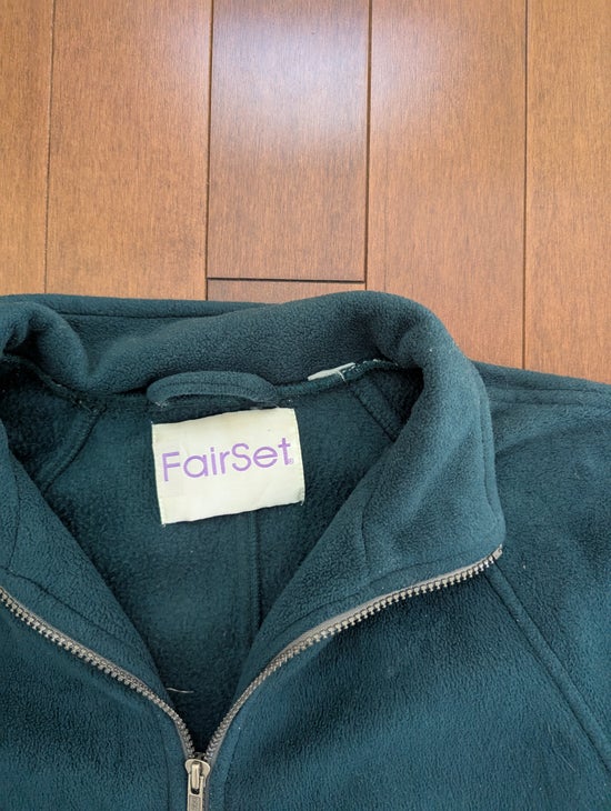FAIR SET FOREST GREEN FLEECE VINTAGE 1990s ZIP UP SWEATER JACKET