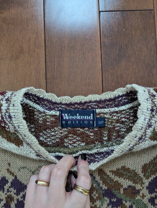 FLORAL PRINT VINTAGE KNIT SWEATER