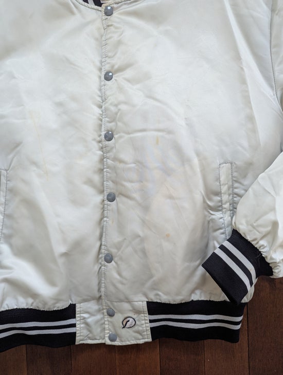 SHAIN LOS ANGELES RAIDERS NFL VINTAGE 1990s SATIN BOMBER JACKET
