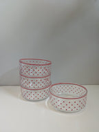 PYREX SMITTEN DITSY HEART PRINT VINTAGE 1990s GLASS BOWL SET