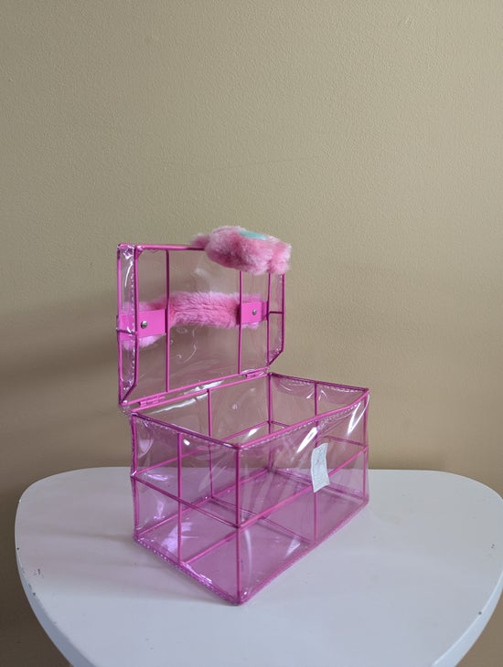 FUZZY FLOWER Y2K 2000s VINTAGE METAL AND PVC STORAGE BOX