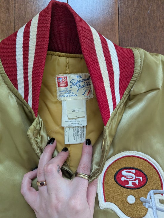 SHAIN SAN FRANSICO 49ners 1990s VINTAGE SPELLOUT SATIN BOMBER JACKET