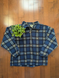 ASH CREEK TRADING BLUE PLAID FLEECE VINTAGE 1990s QUARTER ZIP SWEATSHIRT