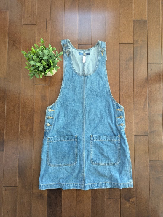 COTTON LIGHT WASH DENIM JEAN VINTAGE 1990s OVERALL DRESS