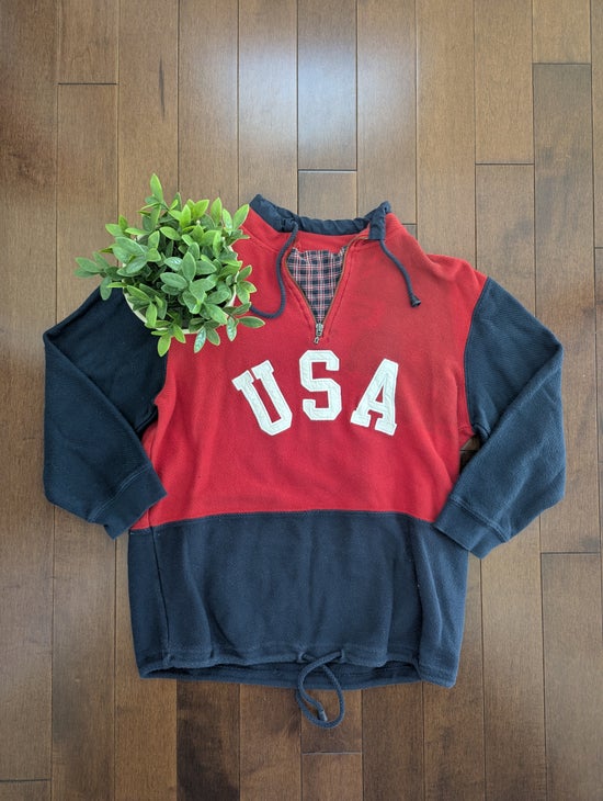 USA TEAM LOGO VINTAGE LIZ CLAIBORNE QUARTER ZIP SWEATSHIRT