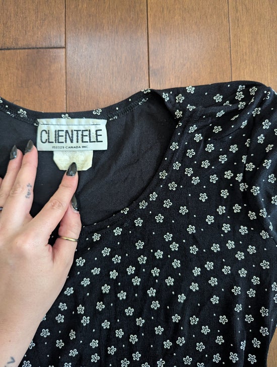 CLIENTELE DITSY FLORAL PRINT VINTAGE 1990s SHORT SLEEVE DRESS