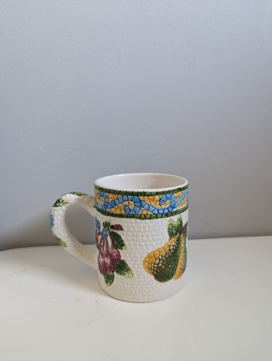 JAY IMPORT CO MOSAIC FRUITS 1997 VINTAGE MUG