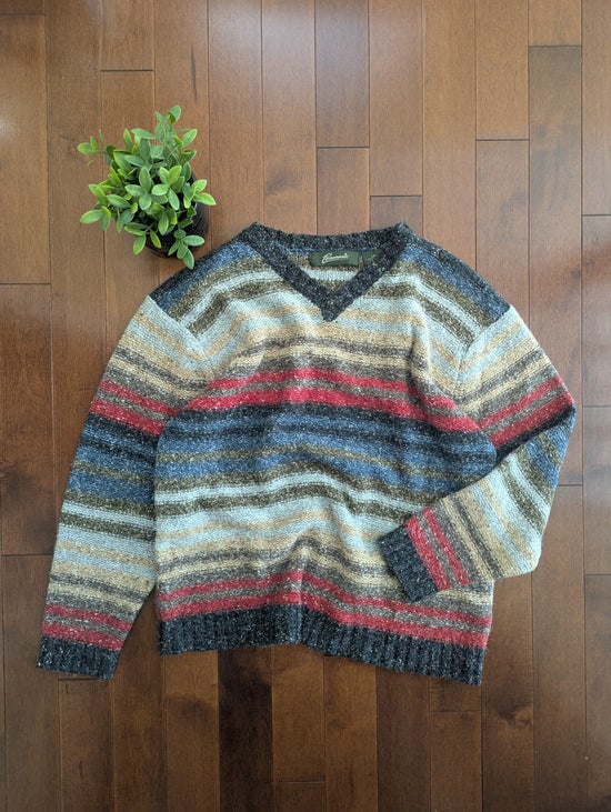 NEUTRAL STRIPED CHUNKY KNIT VINTAGE 1990s SWEATER