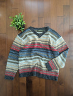 NEUTRAL STRIPED CHUNKY KNIT VINTAGE 1990s SWEATER
