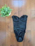 SATIN LACE DETAIL VINTAGE STRAPLESS BODYSUIT