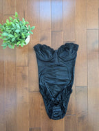 SATIN LACE DETAIL VINTAGE STRAPLESS BODYSUIT