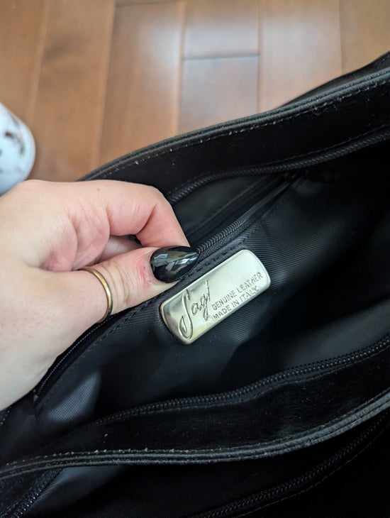 ITALIAN BLACK LEATHER VINTAGE 1990s TOTE SHOULDER BAG