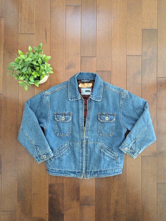 FLANNEL LINED VINTAGE 1990s DENIM JEAN JACKET