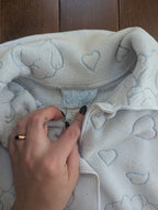 TEDDY BEAR PRINT VINTAGE FLEECE BUTTON UP SWEATER CARDIGAN