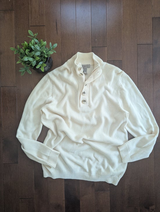 RETREAT CREAM BEIGE BUTTON DETAIL VINTAGE 1990s KNIT SWEATER
